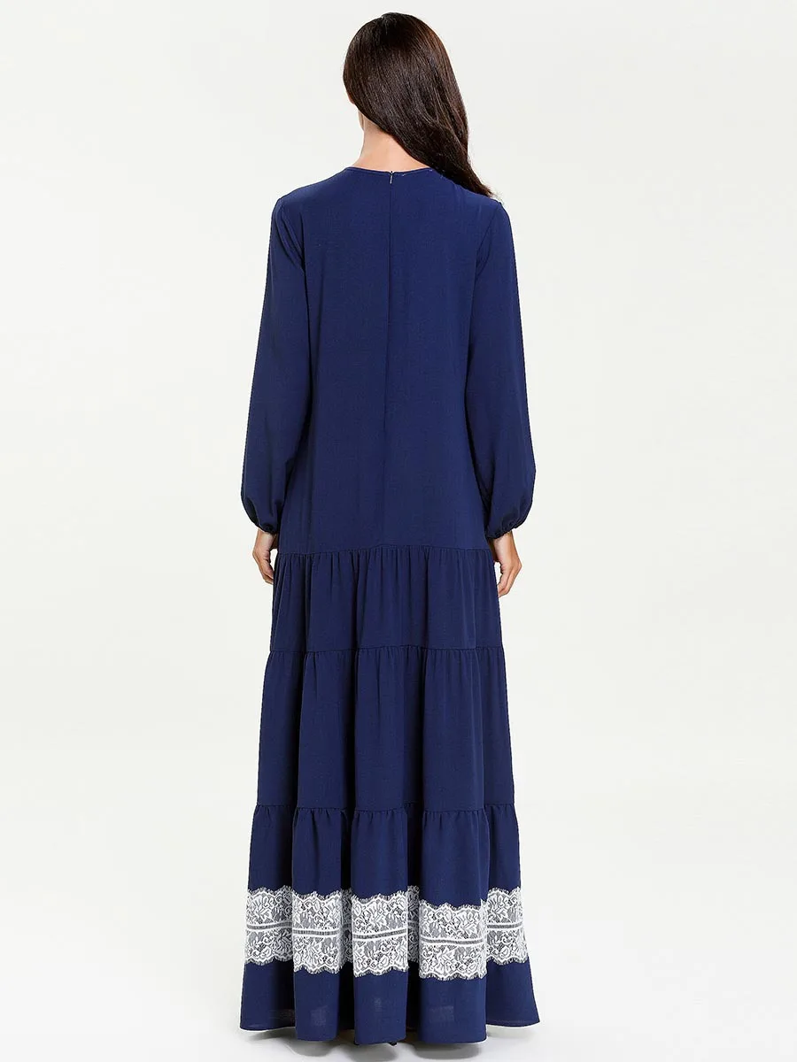 Большие размеры мусульманское платье абайя женское кружевное длинное