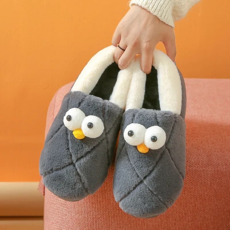 Winter Bag With Cotton Slippers Ladies Thick-Soled Plush Indoor Warmth Couples Winter Cotton Slippers Men's Home Household