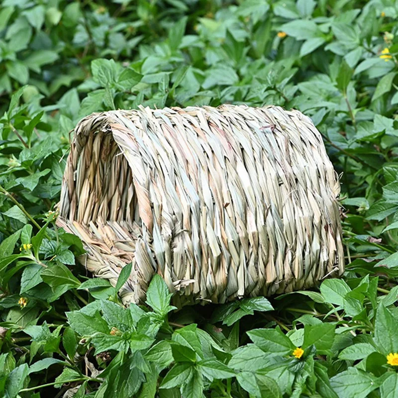 

2 Pcs Straw Straw House & 1 Pcs Woven Grass Tunnel