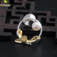 925 sterling silver freshwater pearls lotus brooch for women luxury female brooches jewelry suit dress sweater accessories