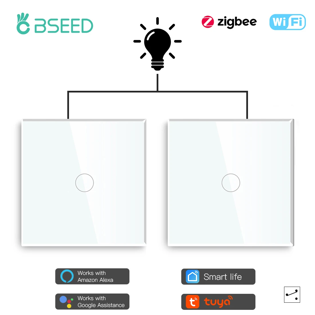 Переключатель света BSEED Zigbee двухсторонний выключатель для лестницы Alexa Google Home 2