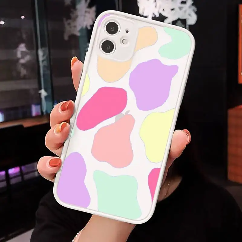 

Cow color Print fashion Pattern Phone Cases Matte transparent For White iPhone 12 Mini 11 Pro XR XS Max 7 8 Plus X Back Cover