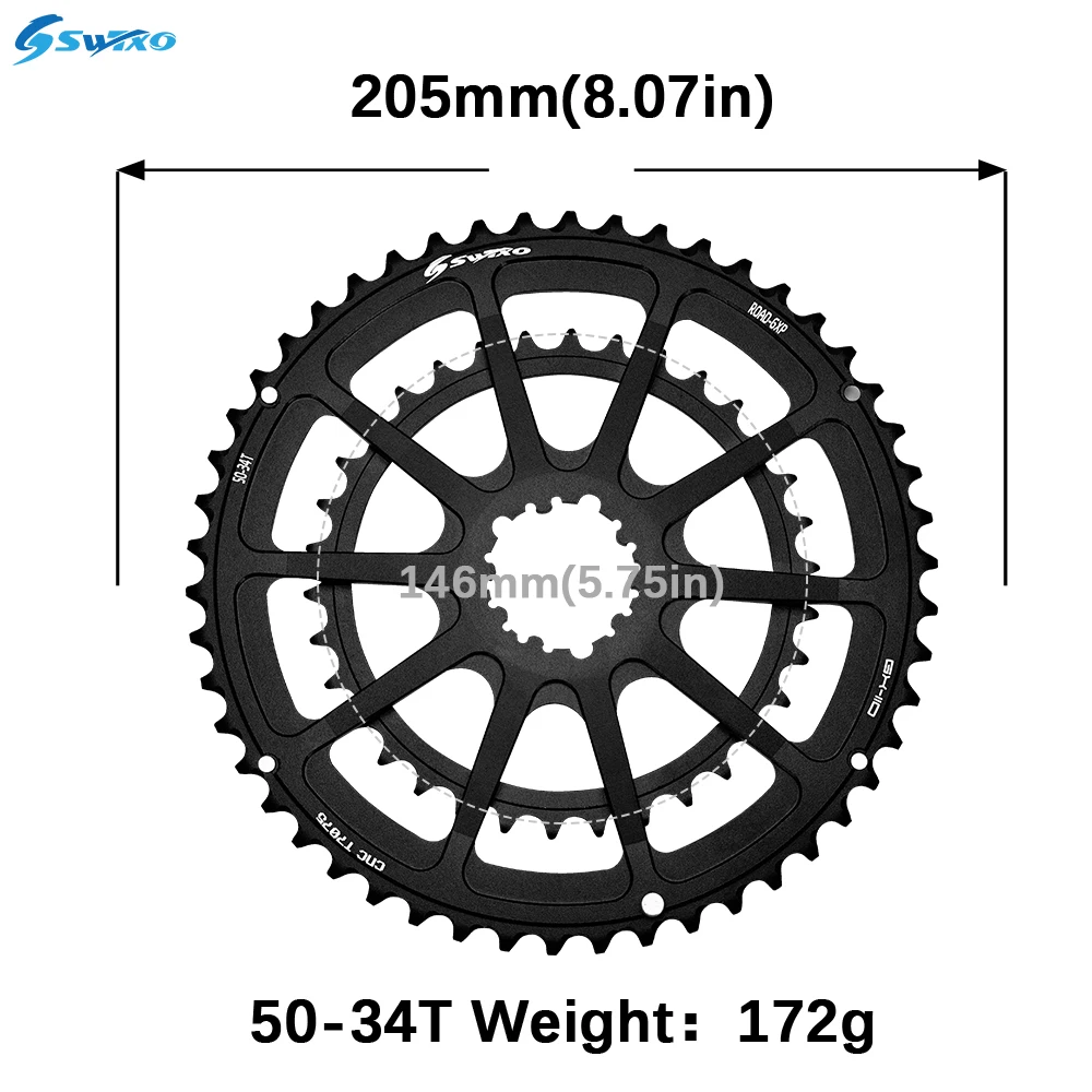 SWTXO Road Bike GXP Chainring Chain Wheel 34/50T 36/52T 39/53T Double Bicycle Crown for 9/10/11/12 Speed Crankset | Спорт и