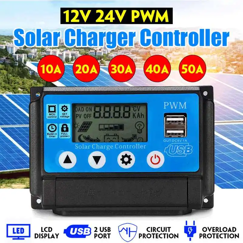 10A/20A/30A/40A/50A/60A 12V 24V двойное USB Автомобильное зарядное устройство для максимальной