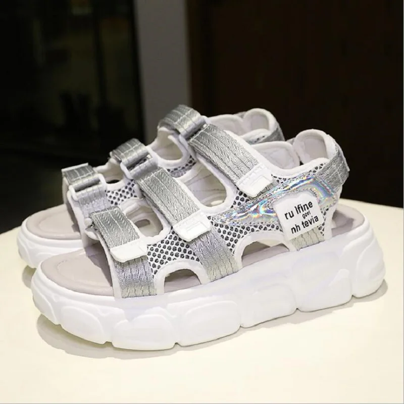 

2021 Women's Sandals Summer Net Red Sneakers Trend Line Korean Thickened Women's Sandals Summer Woman Dress Zapatos De Mujer