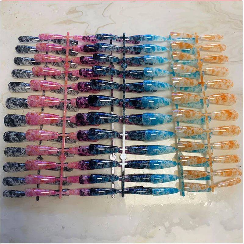 

1set/24pcs Long Ballet Coffin Fake Nails Color Press On Nail Tips Removable Varnish Manicure Glue Style Ladies Decorations