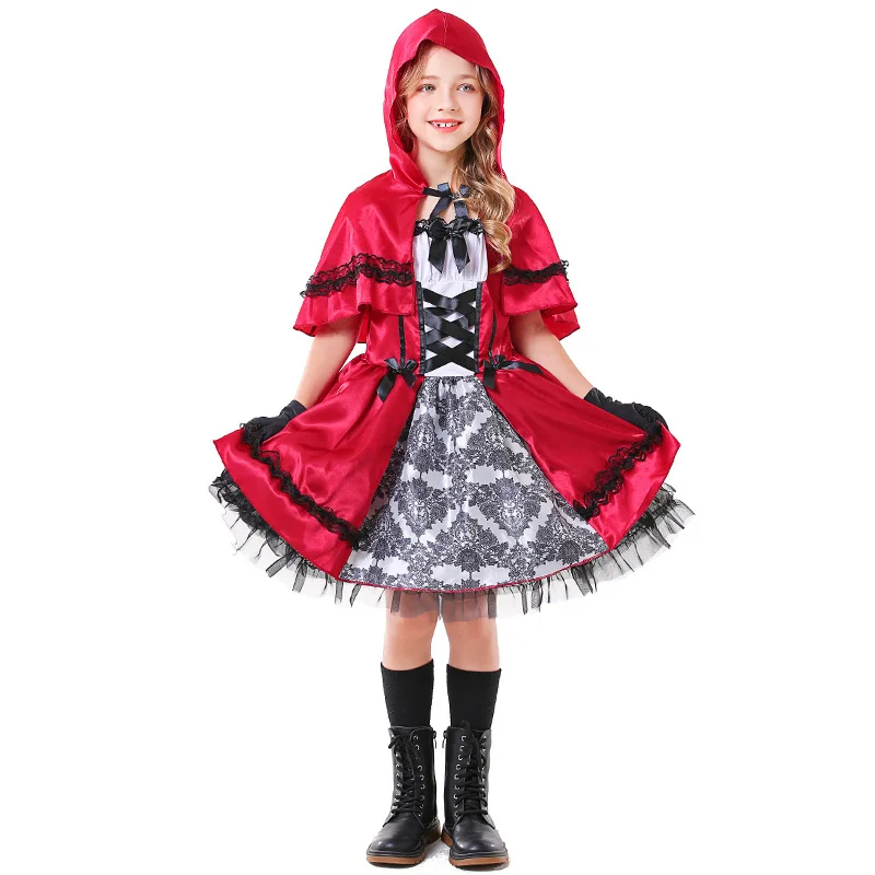 

Children's Little Red Riding Hood Cosplay Clothes European and American Girls' Fairy Tale Stage Costume Halloween Costume