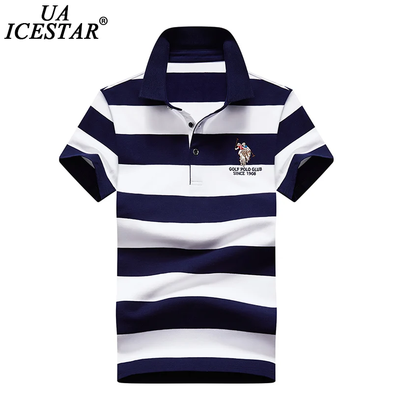 

UAICESTAR Brand Cotton Polo Men 2021 Summer New High Quality 3D Embroidery Short Polo Shirt Casual Fashion Stripe Men Polo Shirt