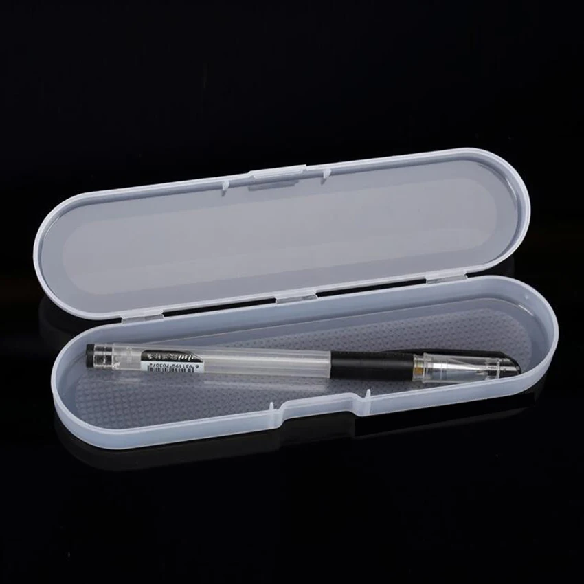 

portable Transparent Clear Pencils Storage Box Hinged Lid Snap Closure Pen Case Makeup Organizer 17.8*4.4*2.3mm