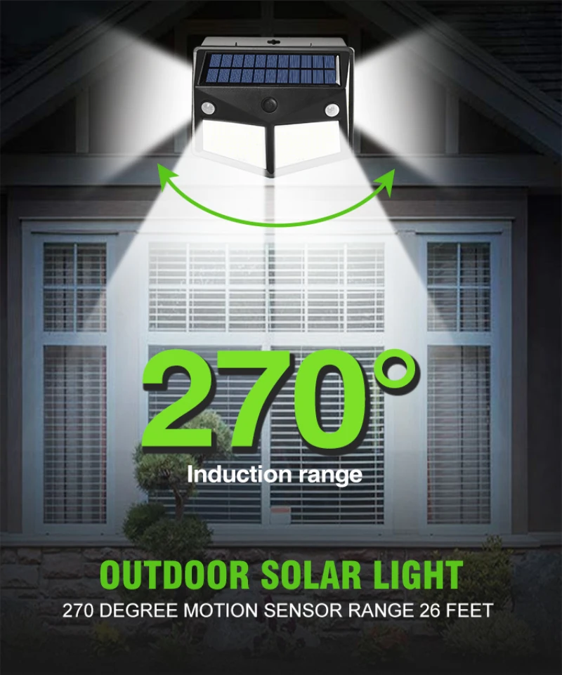 

280LED Solar Powered Light Wall Lamp Outdoors Motion Sensor Sunlight Waterproof Wall Emergency Street Security Lamp Garden Lamp