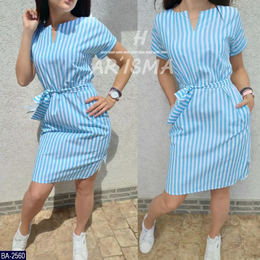 Новое Полосатое летнее осеннее платье для женщин с круглым вырезом и v образным