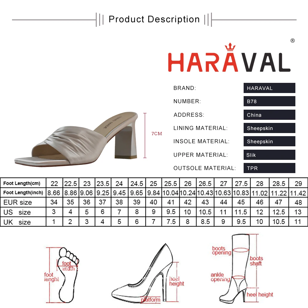 

HARAVAL Women Slides Shoes HIgh Heels Outside ELEGANT Basic Footwear HIgh Quality Summer Sewing Female Women Sexy Lady B78