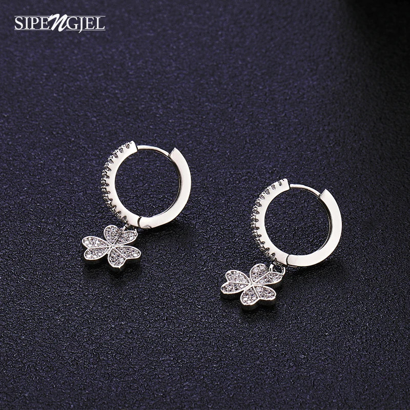 SIPENGJEL модные золотые серьги кольца с тремя листьями высококачественные подвески