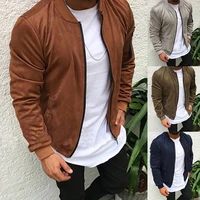 mens suede fabric outdoor winter zipper warm coat jacket outwear male slim jacket outwear solid color stylish male coat clothes