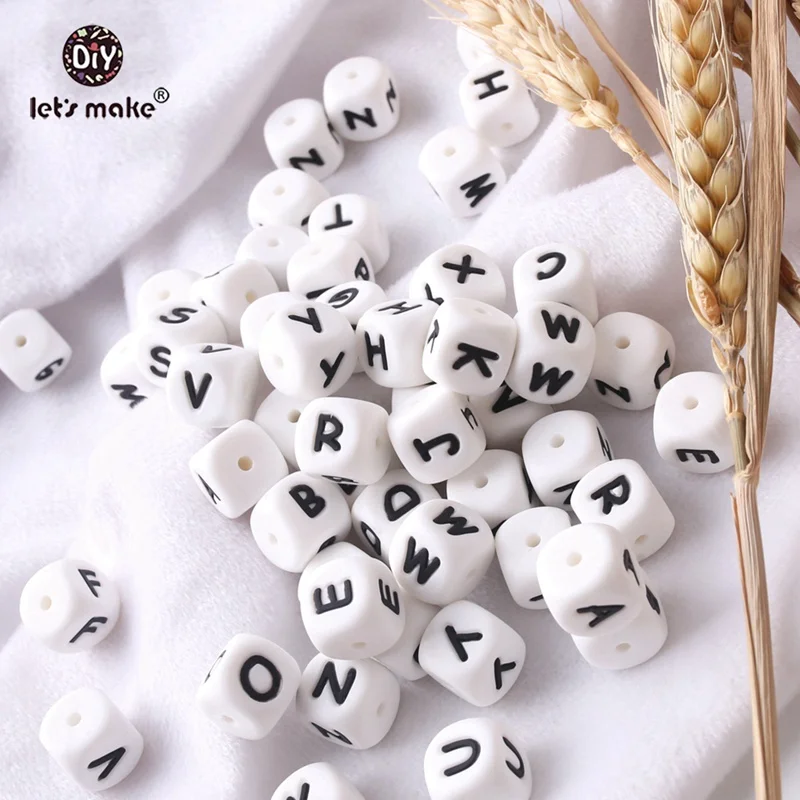 Let's Make-mordedor con letras para beb&eacute;, cuentas de silicona de grado alimenticio, juguetes de dentici&oacute;n y manualidades DIY, productos de enfermer&iacute;a, 12mm, 10 Uds.-5