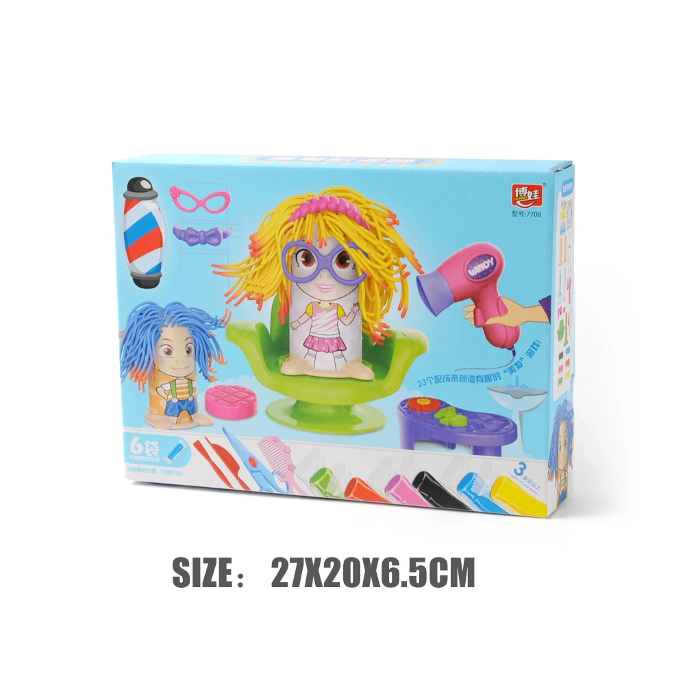 

Colorful 3D Play Dough Hairdresser Model Set Modeling Clay Plasticine Kids Toys DIY Tool Pretend Play Hairstylist Learning Toy
