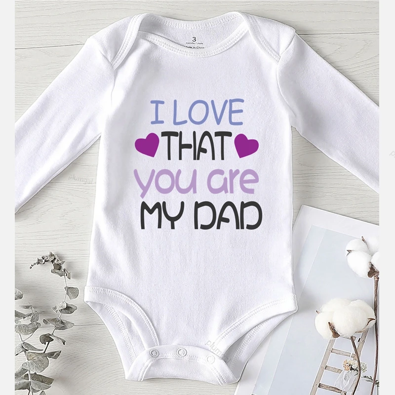Боди для новорожденных девочек зимняя одежда детская с принтом Love You Dad хлопковая
