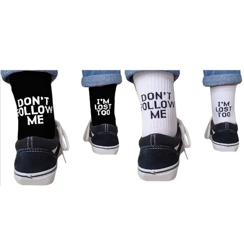 

Unisex Funny Word Letter Print Cotton Long Crew Socks Message Hip Hop Skateboard