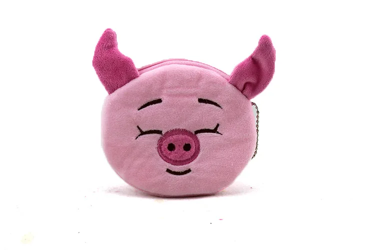 Pig 10*11 см плюшевый Кошелек для монет с мультяшными животными круглый держатель для карт на молнии, кошелек для наушников, Детская мини-сумочка Супермен, подарок для девочек и мальчиков - Цвет: Pig