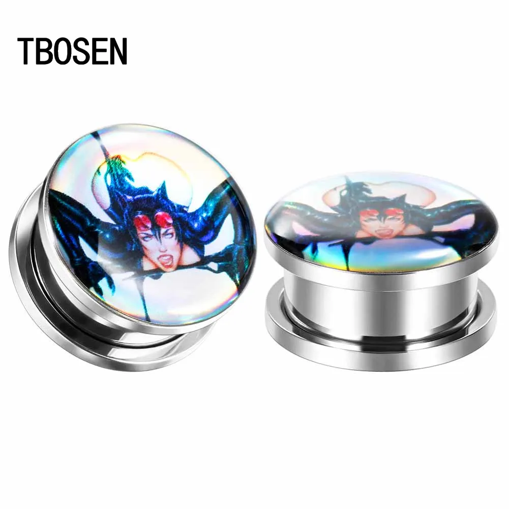 

New Fashion Skull Compass logo Deisgn Ear Plugs Piercing Stretchers Expanders Stud Body Jewelry Earring Gauges Gift 2pcs