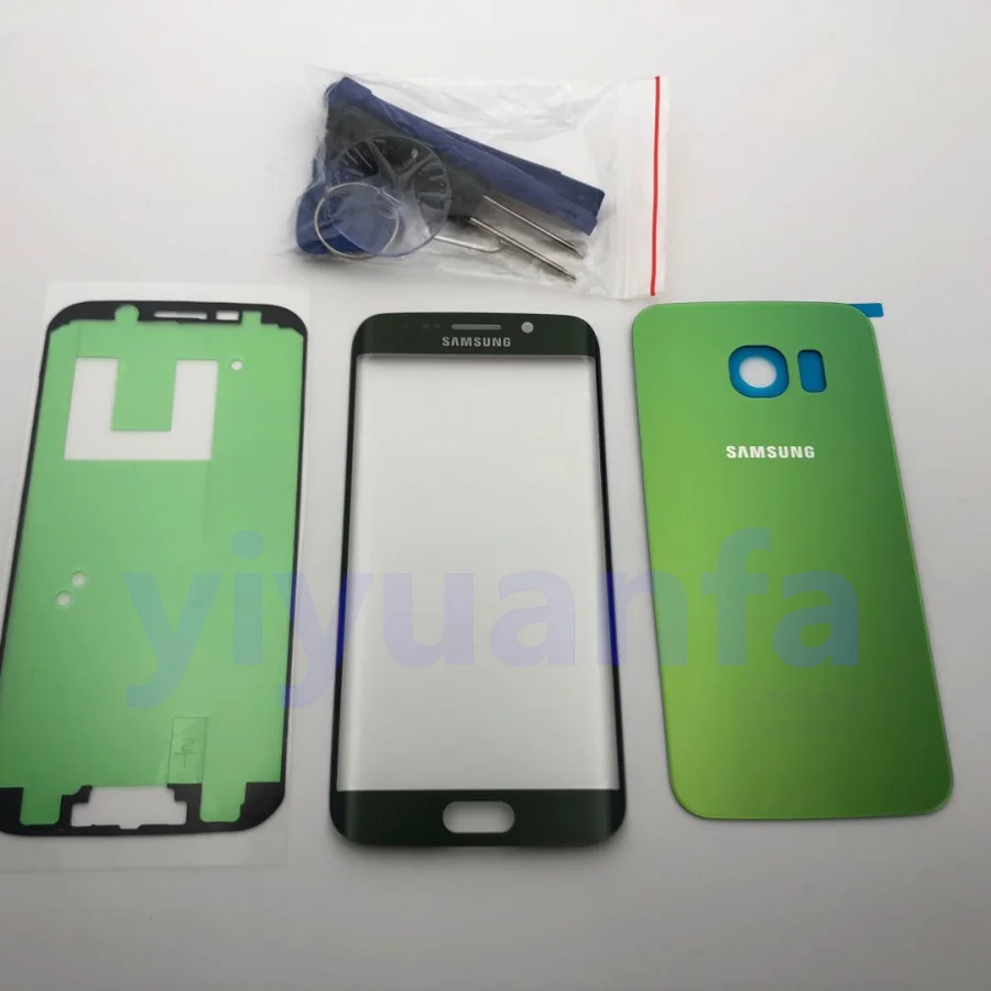 S6 Edge green Корпус батарейного отсека, заднее стекло, переднее Сенсорное стекло, запасные части для samsung Galaxy S6 Edge G925 G925F G925P G925A - Цвет: S6 Edge green