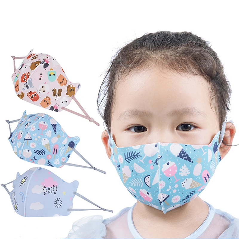 

Ice Silk Kids Child's Cartoon Pattern Mask Face Adjustable Windproof Cover Washable Reusable Mascarillas Halloween Cosplay Masks