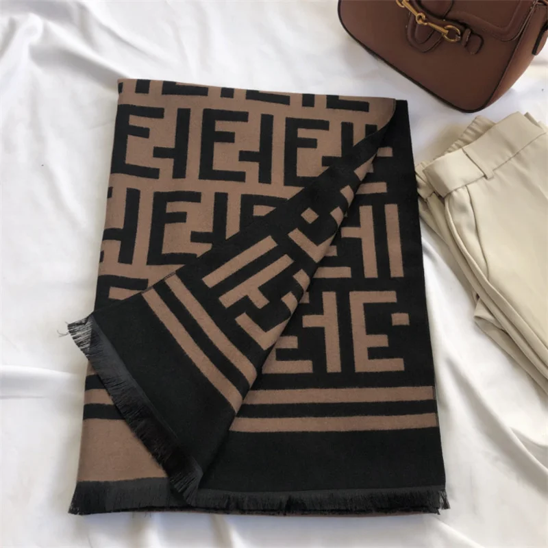 New Brand Letter Thick Cashmere Scarf Shawl Women Luxury Pashmina Warm Blanket Neckerchief Foulard Bufanda Decorate Stoles 2021 | Дом и сад