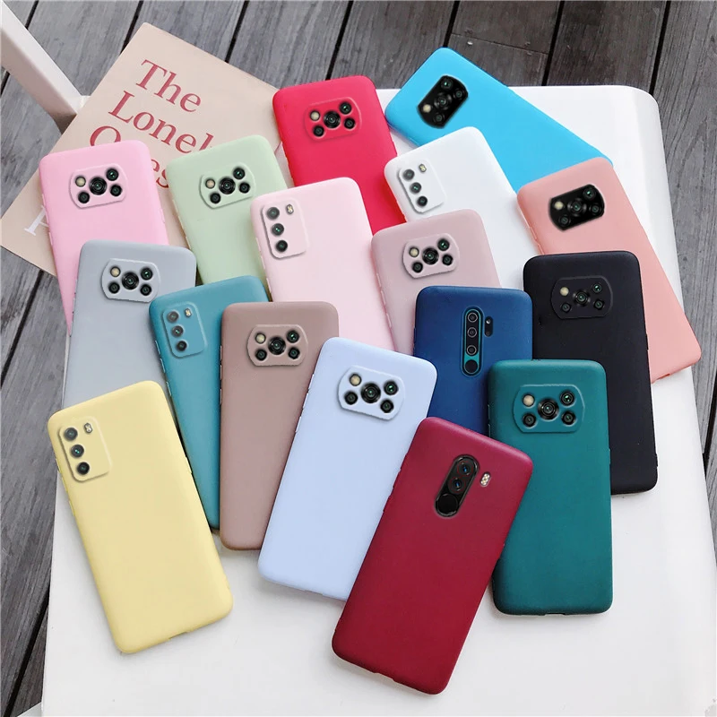 

Candy Color Frosted Silicone Phone Case For Xiaomi Poco X3 Nfc F2 F3 Pro M3 Pocophone F1 global Matte Soft Tpu Back Cover Cases