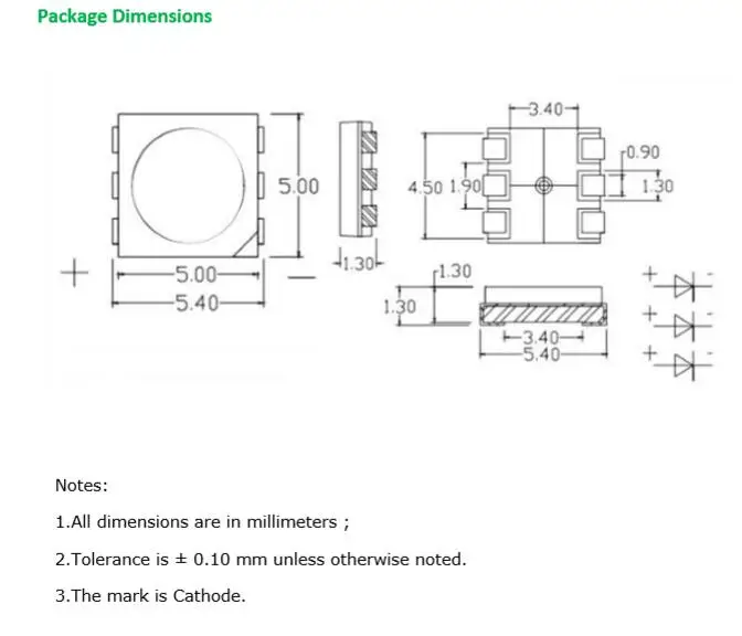 100 шт. smd 5050 Голубой светодиод 500нм|cyan led|led cyandiode led |