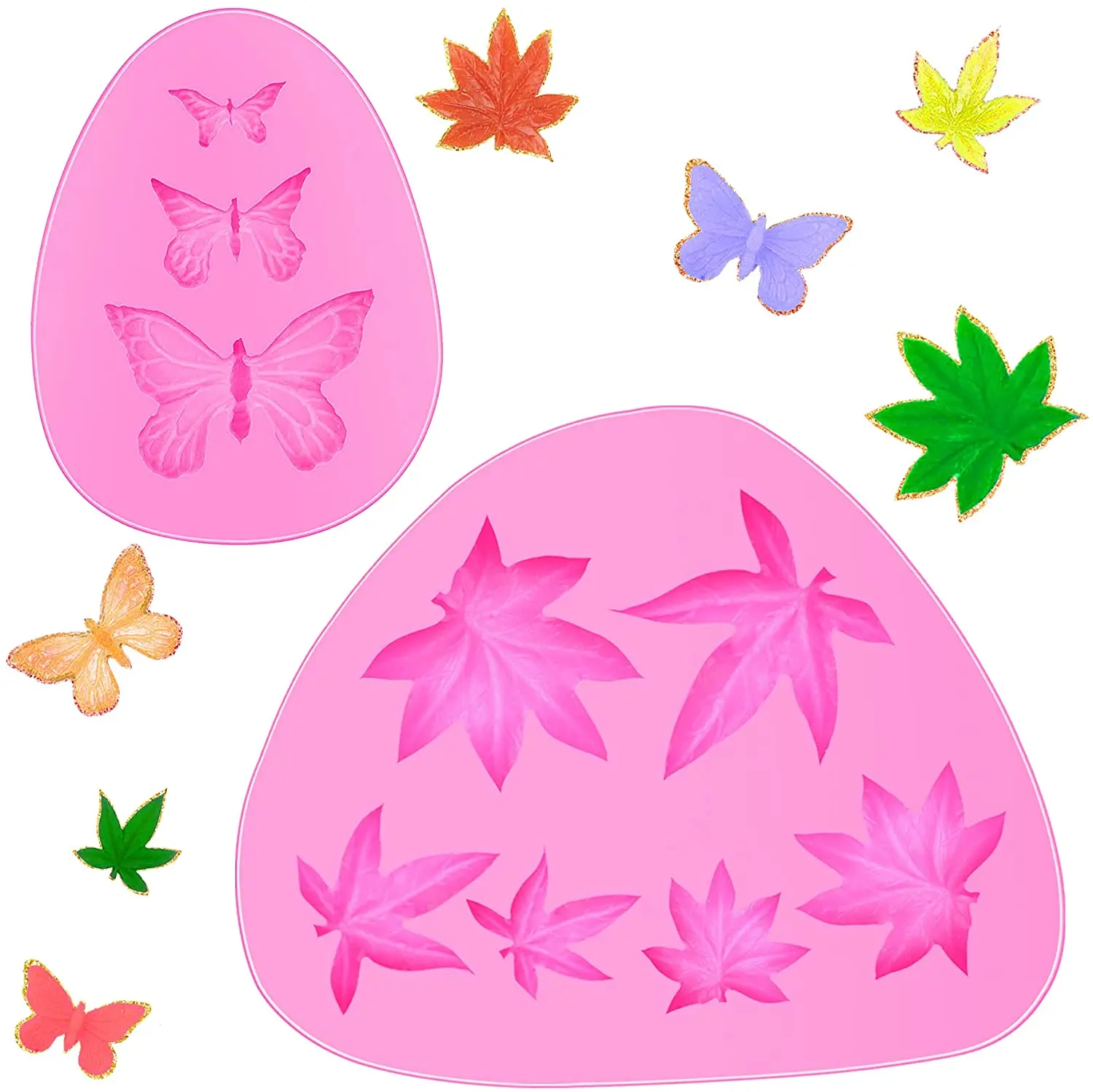 

2 шт. силиконовые формы для мастики в виде бабочек и листьев