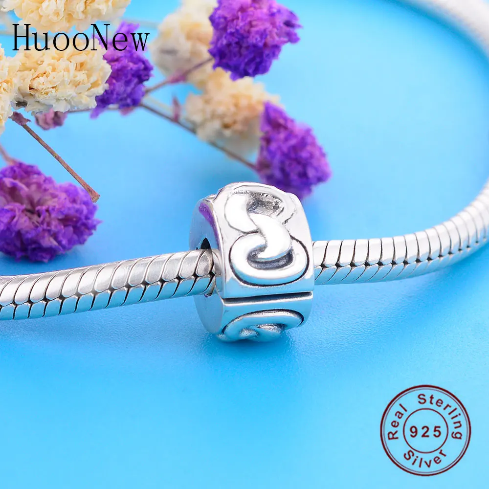 Fit Original Pandora Charm Bracelet 925 Sterling Silver Circle Row Of Interlinked Bead Clip Stopper For Making Berloque 2019 DIY | Украшения