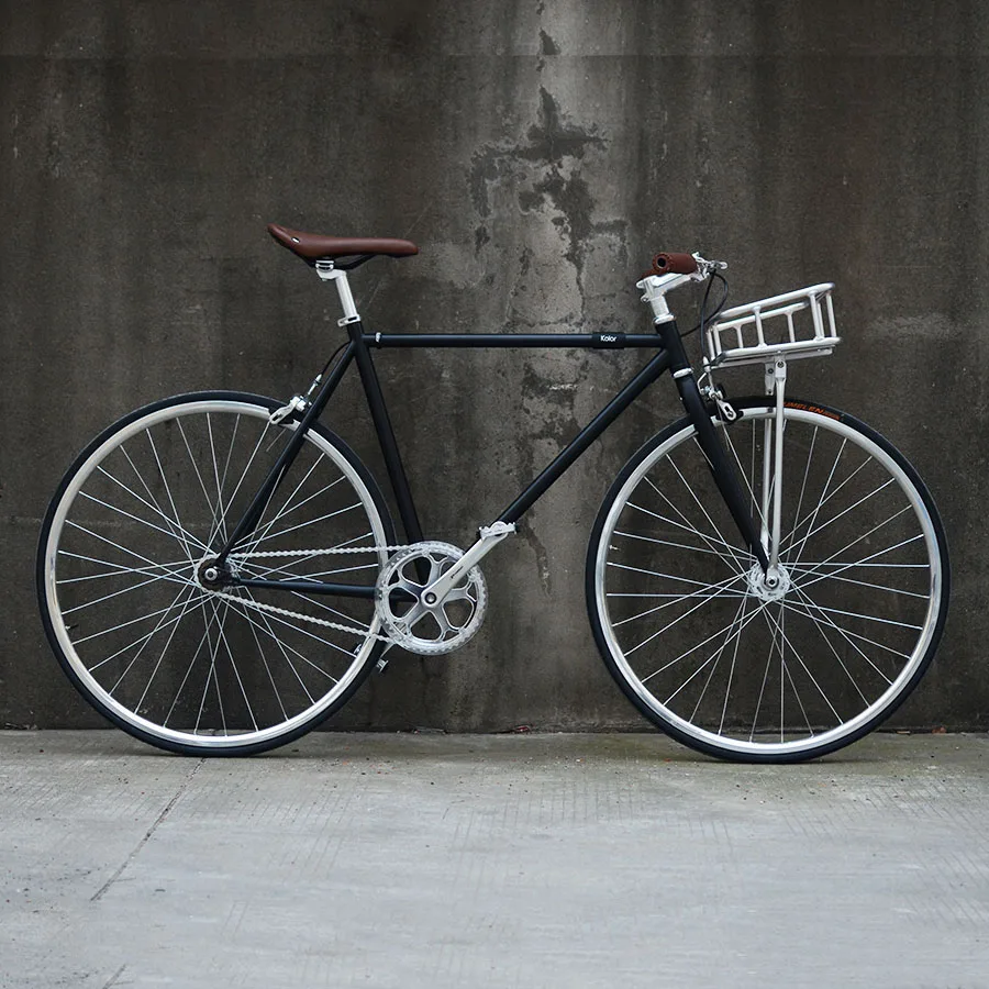 Single speed bike black 700C Fixed Gear Track biycle Road Bike 52cm fixie frame inlcude basket | Спорт и развлечения