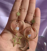 star sun and moon earringscrescent moon star and sun dangle earringsuniverse jewelry
