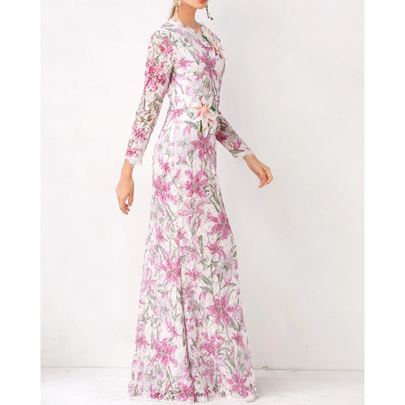 Высокое качество новая мода 2019 дизайнерское подиумное макси платье женское