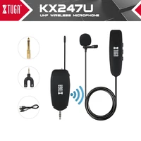 xtuga uhf wireless lavalier lapel microphone systemlive recording mic with rechargeable transmitterreceiver for podcastvlog