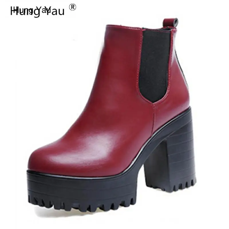 Hung Яу ботильоны на толстой подошве Женская высокая платформа женская обувь