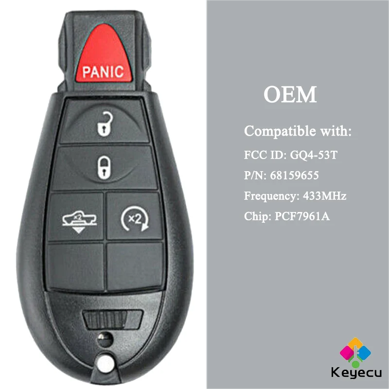 KEYECU 68159655 GQ4-53T OEM дистанционное управление Автомобильный ключ с 5 кнопками 434 МГц