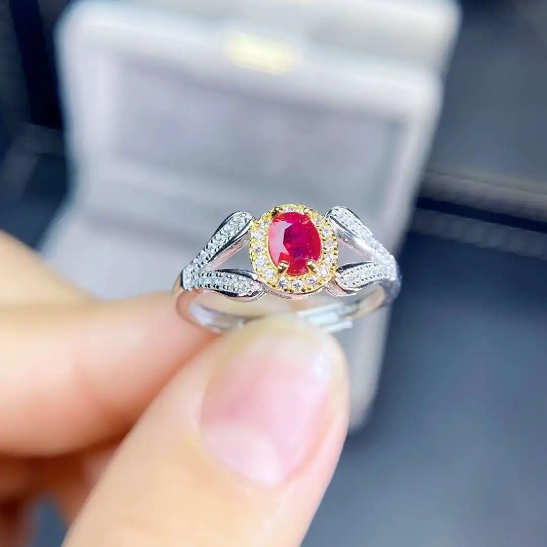

MeiBaPJ натуральный Новый Горящий рубин, модное кольцо для женщин, Настоящее серебро 925 пробы, изящные свадебные украшения