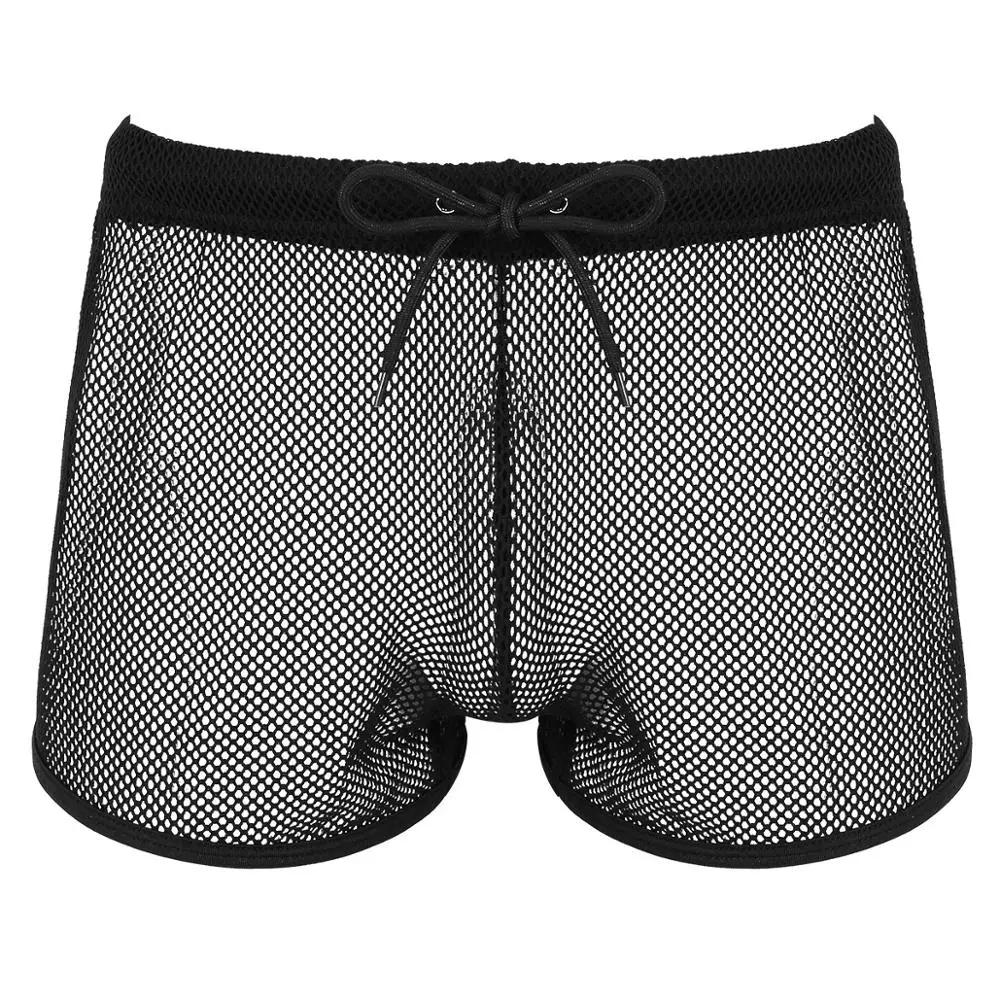 Мужское сексуальное прозрачное нижнее белье с низкой посадкой ажурные шорты