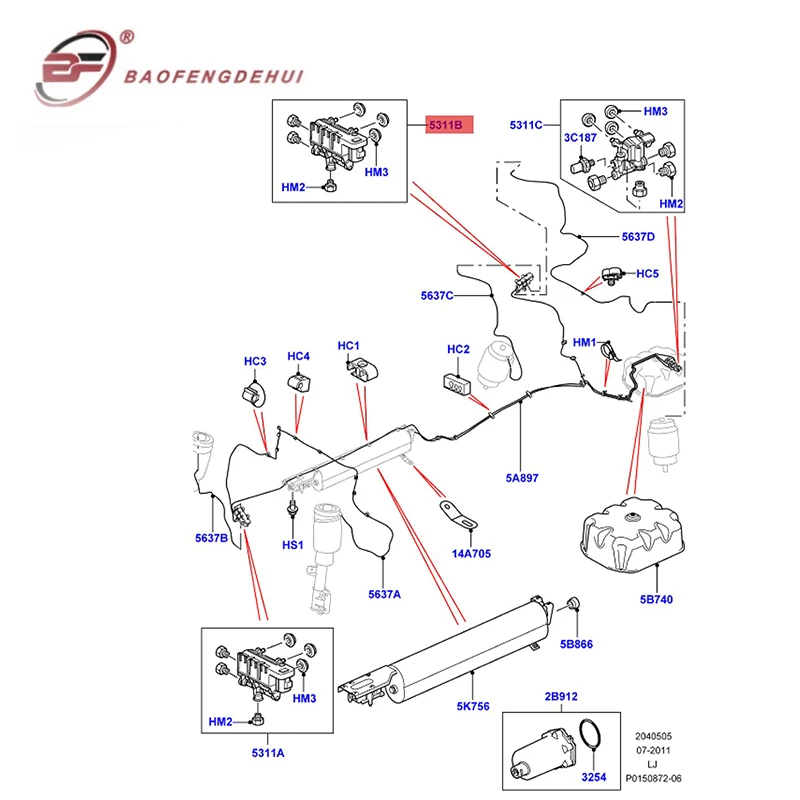 

Rear Distribution Valve Assembly Of Air Suspension Pump RVH500050 For Land Rover Range Rover GCAT 2002-2009 M62 B44 4.4 V8