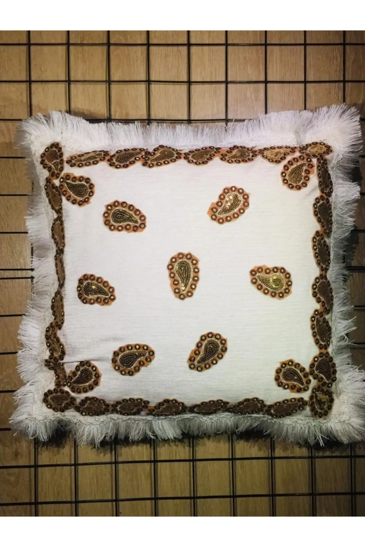 

Hand Made Sequins And Tassel Detail Pillow decorate Case