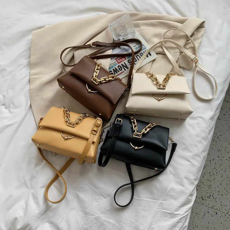 

Chain Design Women's Small PU Leather Flap Crossbody Bags Sale Ladies Yellow Shoulder Handbags 2021 Female Luxury Famous Brand