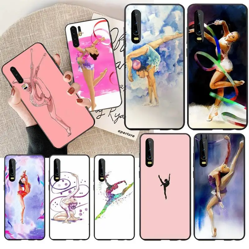 PENGHUWAN любовь гимнастика силуэт Спорт ТПУ черный чехол для телефона Huawei P30 P20 Mate 20 Pro