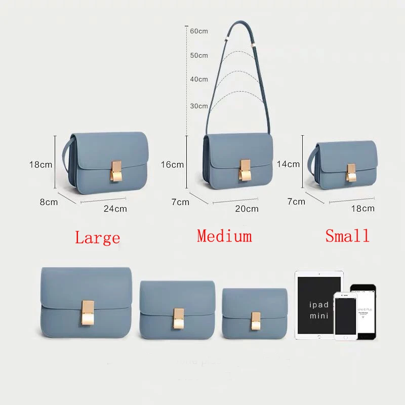 

Factory Genuine Leather Women Bag Luxury Design Handbag Famous Brand Fashion Simple Pink Crossbody Tofu Bag for Women 2020 Blue