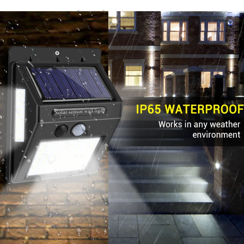 

Уличный водонепроницаемый настенный светильник на солнечной батарее, индукционный светильник для человеческого тела, светодиод 100/140/222 для...