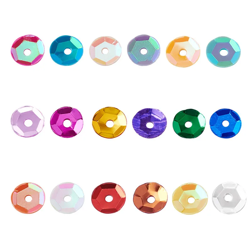 

1 box 18color Mixed Color Plastic Paillette Beads Disc Semi-cupped Sequins Beads5x0.5mm Hole: 1mm about 650pcs/color