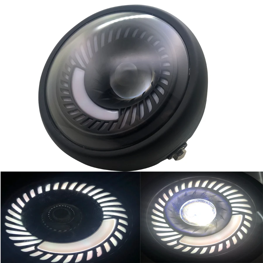 Светодиодная мотоциклетная фара с белым ангельским глазом алюминиевая лампа для