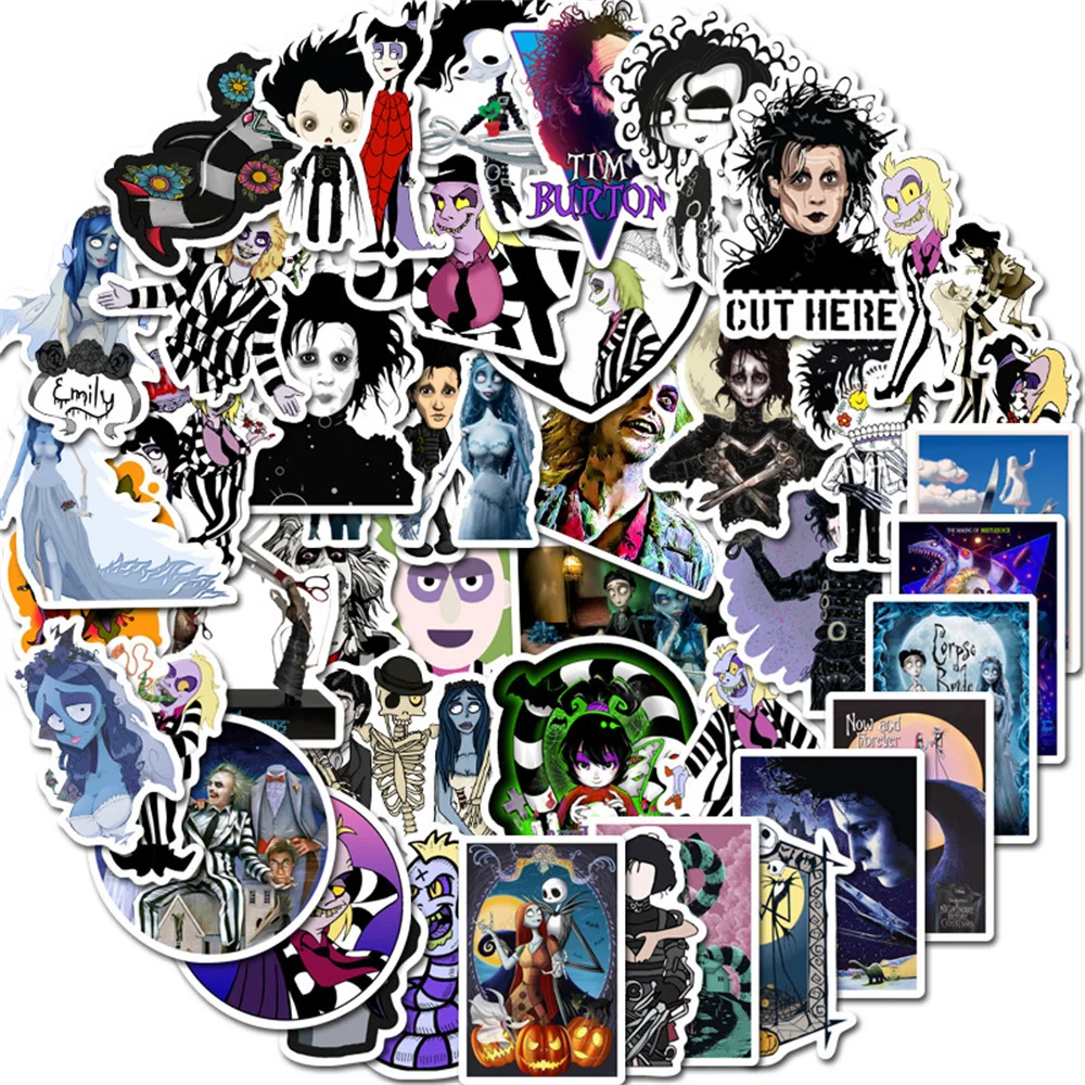 10/30/50PCS Tim Burton Film Series Graffiti Waterproof Sticker Suitcase Notebook Refrigerator Skateboard HelmetWaterCupWholesale - купить по