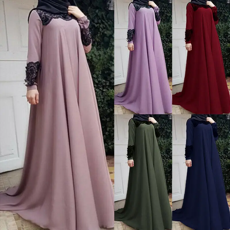 Женское длинное платье Рамадан, мусульманское платье макси, арабские платья в стиле пэчворк, кафтан, турецкий исламский Дубай, Средний Вост...