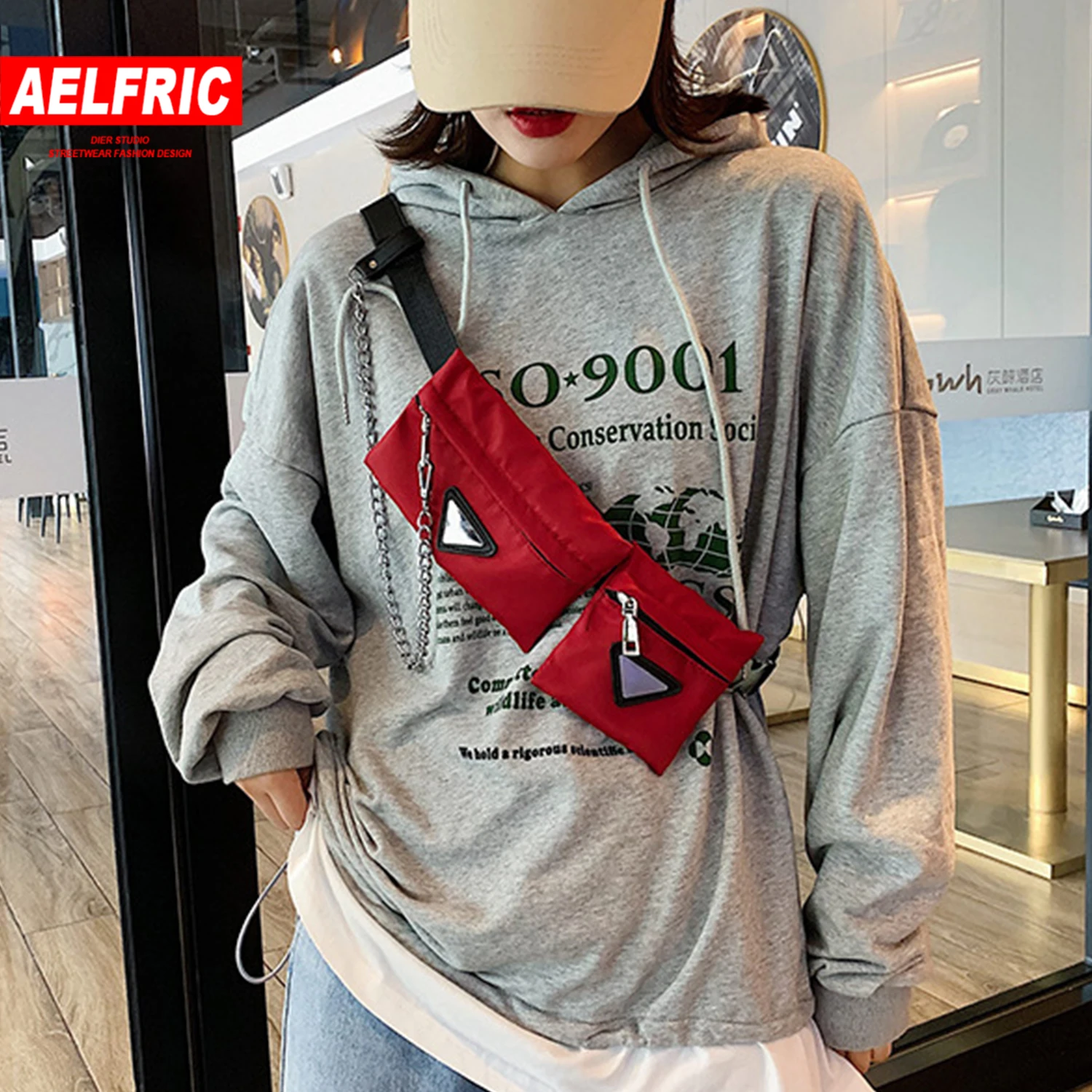 Многофункциональная нагрудная сумка AELFRIC с цепочками 2019 нейлон двойные карманы
